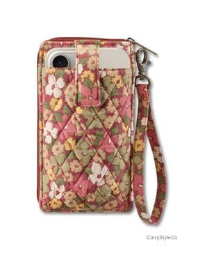 Quilted RFID Wristlet Wallet Cell Phone Pocket Card Organizer